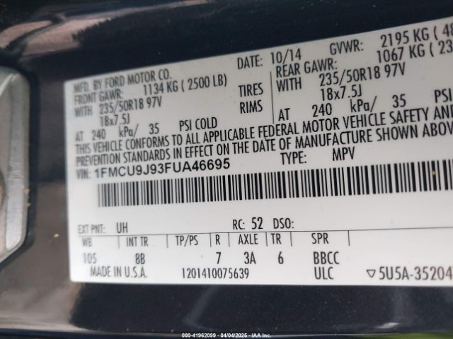 1FMCU9J93FUA46695 Ford Escape Titanium