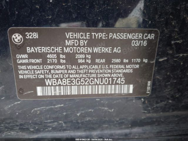 WBA8E3G52GNU01745 BMW 328i Xdrive