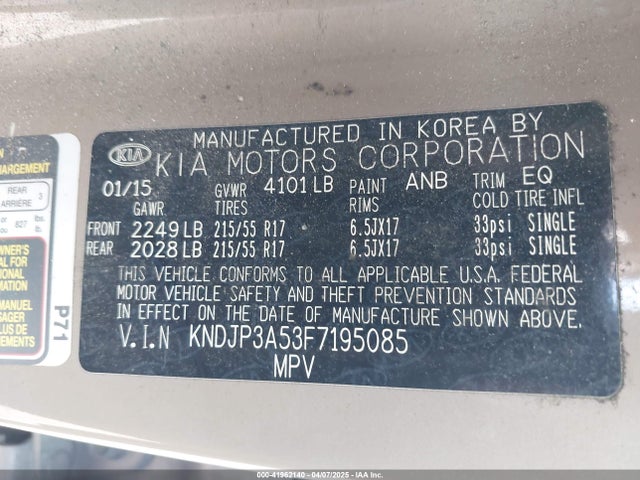 KNDJP3A53F7195085 KIA SOUL +
