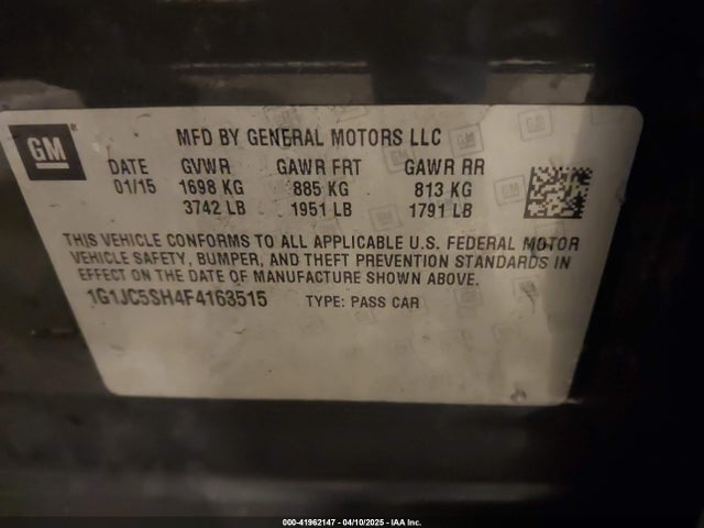 1G1JC5SH4F4163515 Chevrolet Sonic Lt Auto