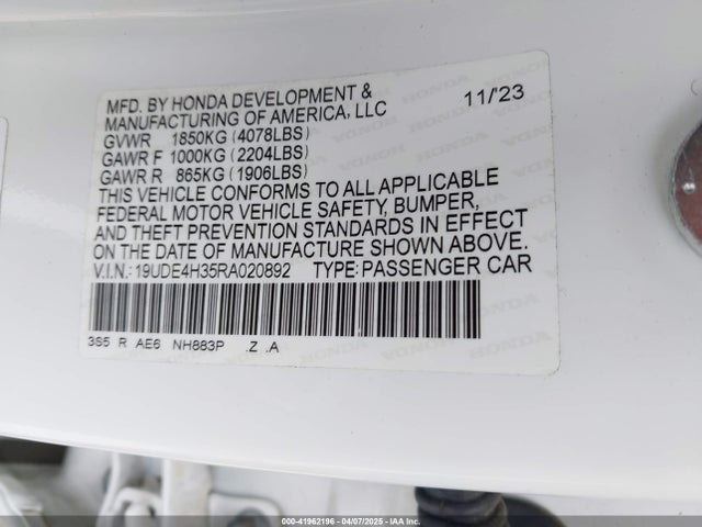 19UDE4H35RA020892 Acura l15ca