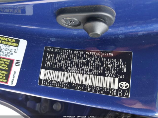 5YFBURHE6FP268227 Toyota Corolla S Plus