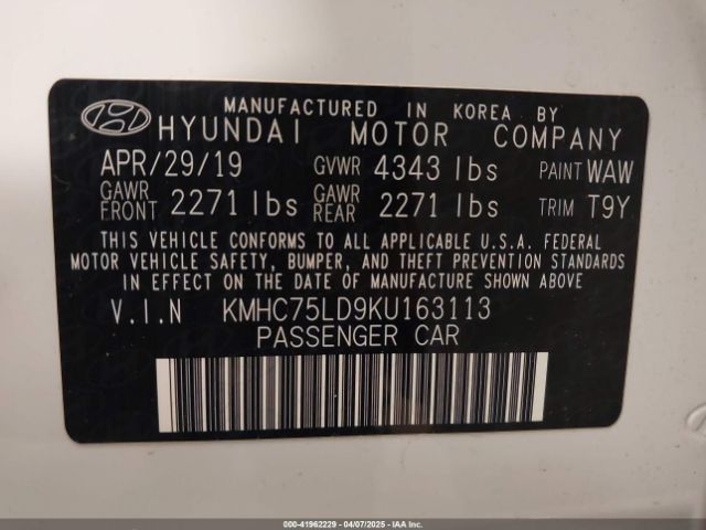 2019 HYUNDAI IONIQ PLUG-IN HYBRID KMHC75LD9KU163113 Photo 8