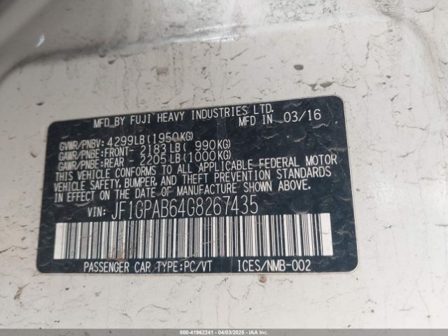JF1GPAB64G8267435 Subaru Impreza 2.0i Premium