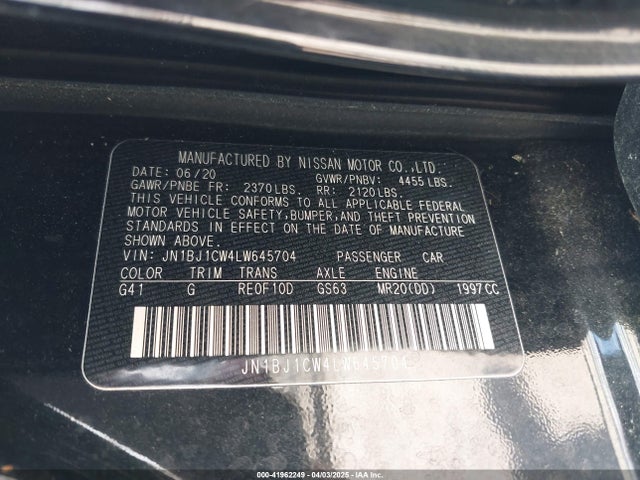 JN1BJ1CW4LW645704 Nissan Rogue Sport S Awd Xtronic Cvt