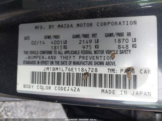 JM1BM1L76E1184728 Mazda Mazda3 I Touring