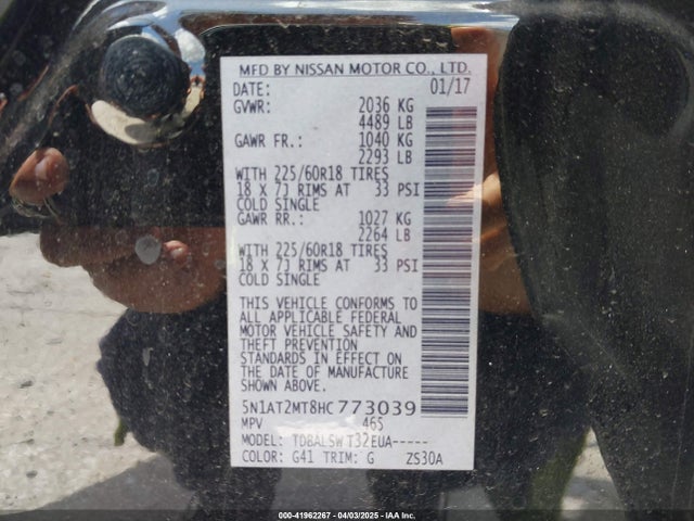 5N1AT2MT8HC773039 Nissan Rogue Sl