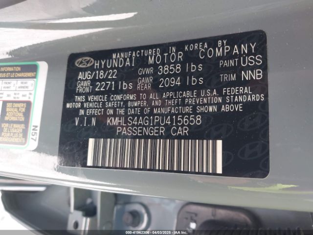 KMHLS4AG1PU415658 Hyundai ELANTRA SEL