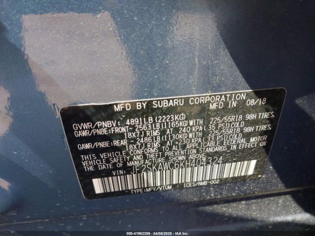 JF2SKAWC6KH404324 Subaru Forester Touring