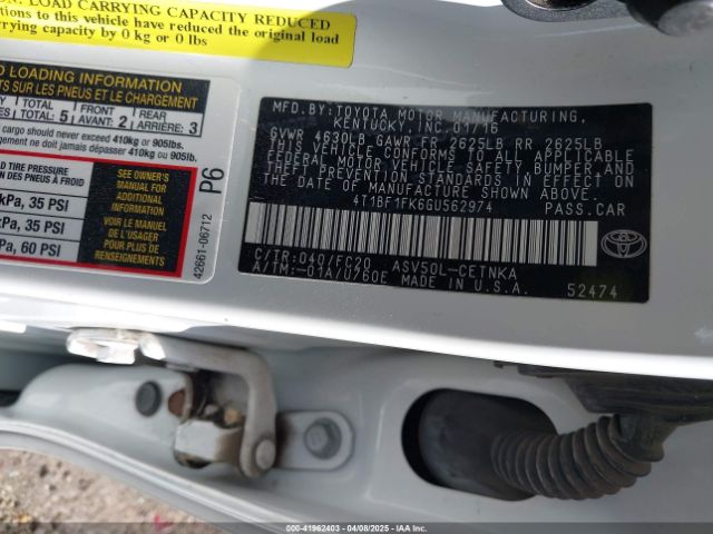 4T1BF1FK6GU562974 Toyota CAMRY LE