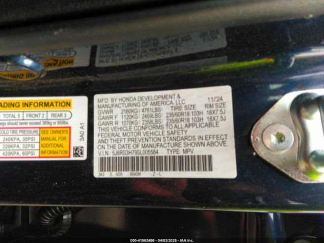 5J6RS3H79SL005584 Honda Cr-v Ex-l 2wd
