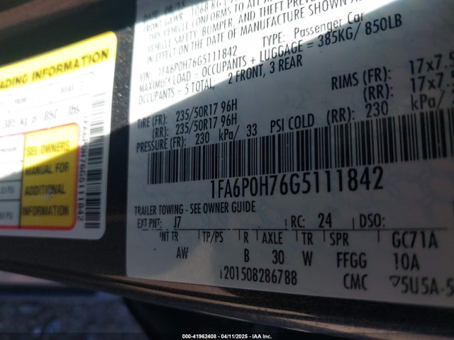 Ford FUSION SE 2016 1FA6P0H76G5111842 Image 9