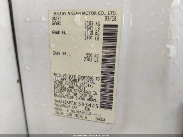 1N4AA6AP7JC383425 Nissan Maxima 3.5 Sv