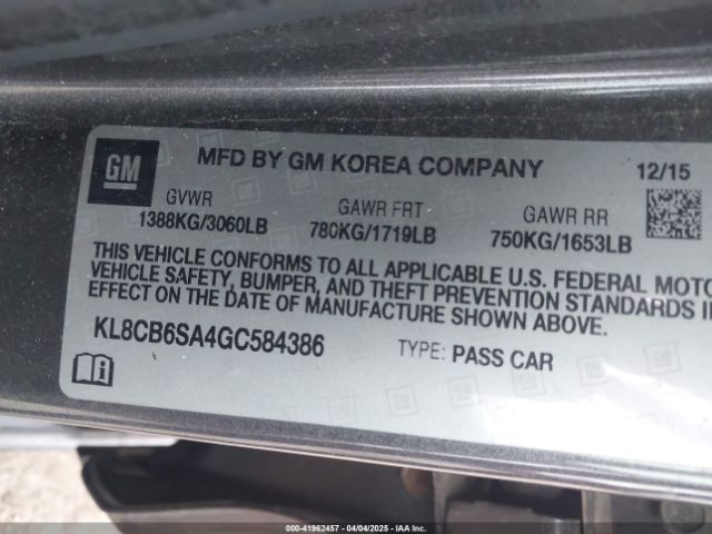 KL8CB6SA4GC584386 Chevrolet Spark Ls Cvt
