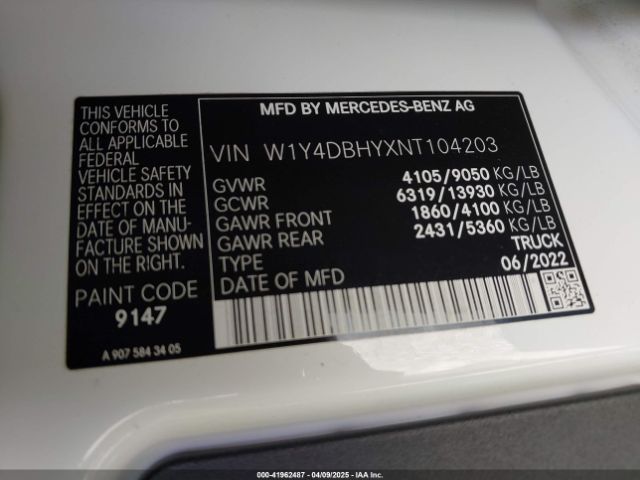 W1Y4DBHYXNT104203 Mercedes-Benz Sprinter 2500 Standard Roof I4 Diesel