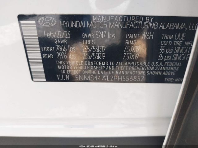 5NMS44AL2PH556852 Hyundai Santa Fe Limited