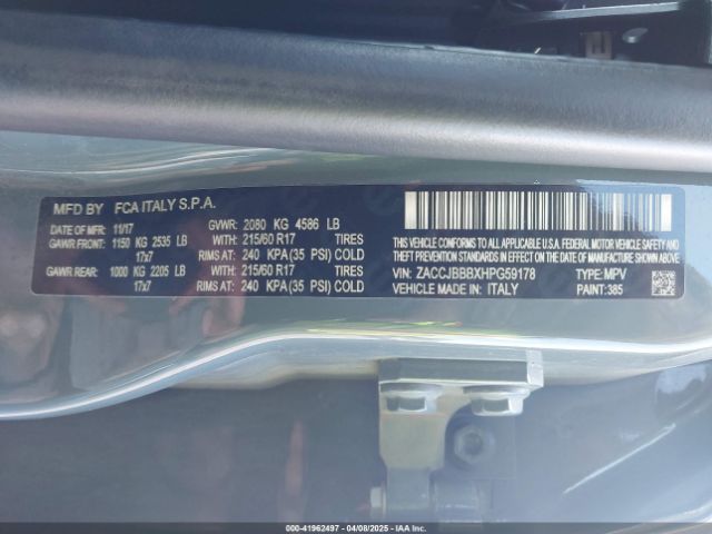 ZACCJBBBXHPG59178 Jeep Renegade Latitude 4x4