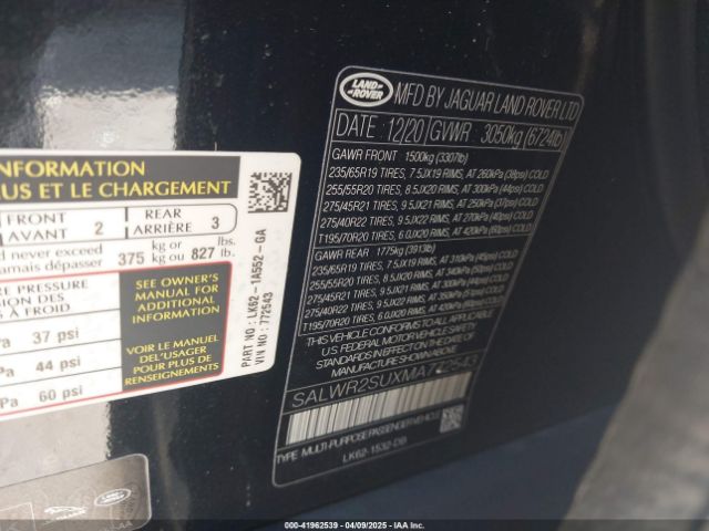 SALWR2SUXMA772543 Land Rover Range Rover Sport Hse Silver Edition Mhev