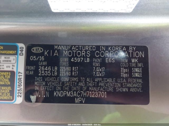 KNDPM3AC7H7123701 KIA Sportage Lx