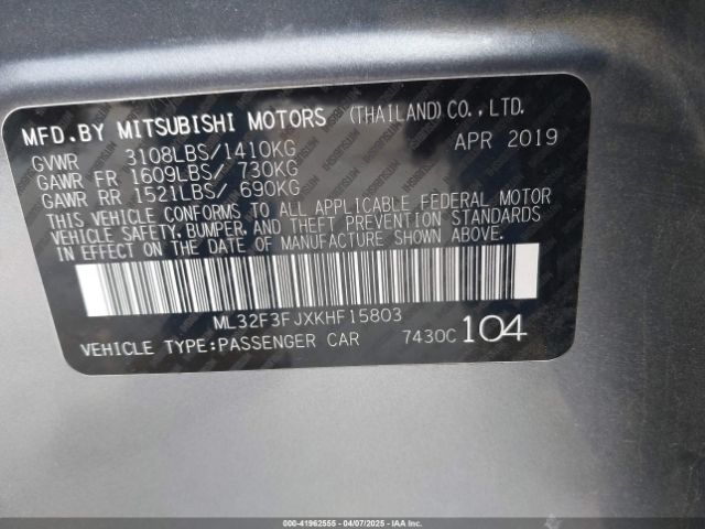 2019 MITSUBISHI MIRAGE G4 ML32F3FJXKHF15803 Photo 8