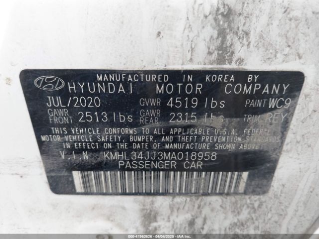 KMHL34JJ3MA018958 Hyundai SONATA SEL