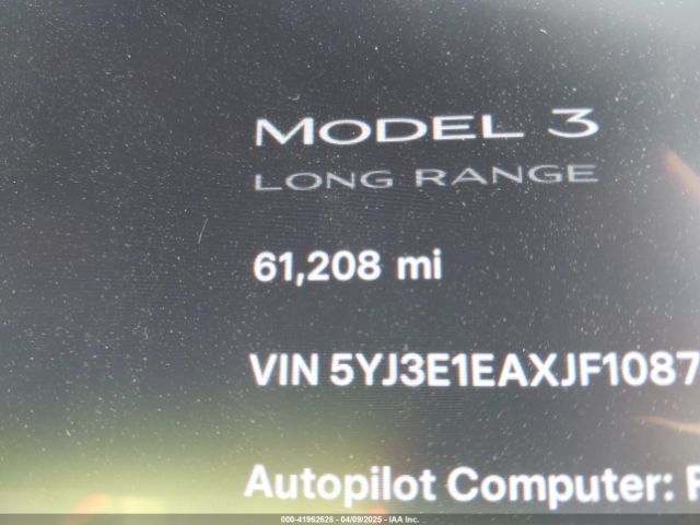 5YJ3E1EAXJF108781 Tesla Model 3 Long Range/mid Range