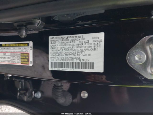 5FPYK3F82RB021790 Honda Ridgeline Black Edition