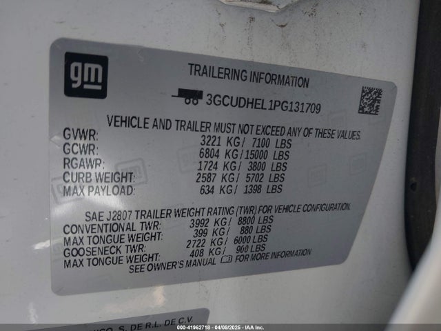 3GCUDHEL1PG131709 Chevrolet Silverado 1500 4wd  Short Bed Zr2