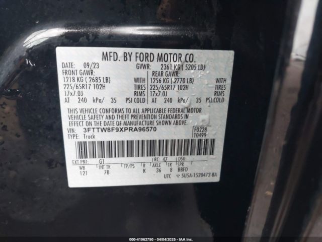 3FTTW8F9XPRA96570 Ford Maverick Xlt