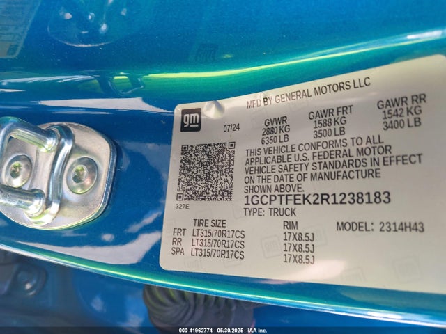 1GCPTFEK2R1238183 Chevrolet Colorado 4wd Zr2