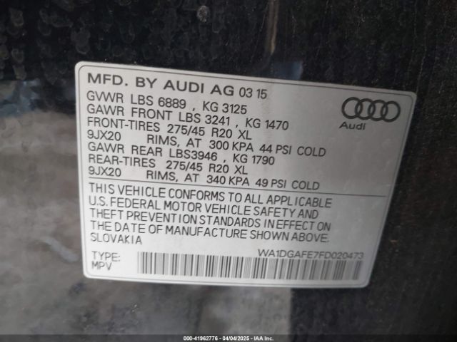 WA1DGAFE7FD020473 Audi Q7 3.0t S Line Prestige