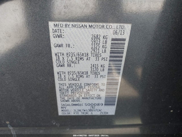 5N1AL0MM6EC500089 Infiniti QX60