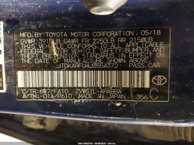 JTDKARFU4J3554372 Toyota Prius Two Eco