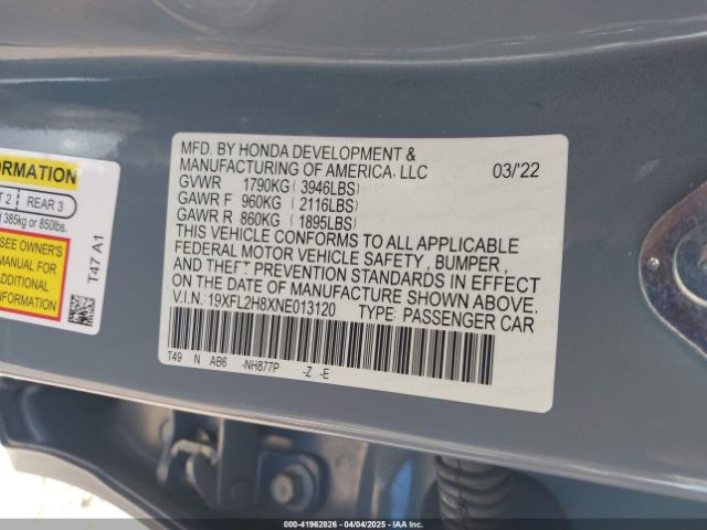 19XFL2H8XNE013120 Honda Civic Sport