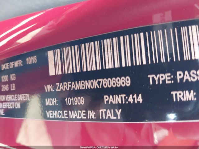 ZARFAMBN0K7606969 Alfa Romeo Giulia Ti Sport Rwd