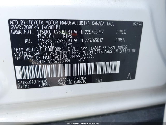 2T3H1RFV5RW323069 Toyota RAV4 LE