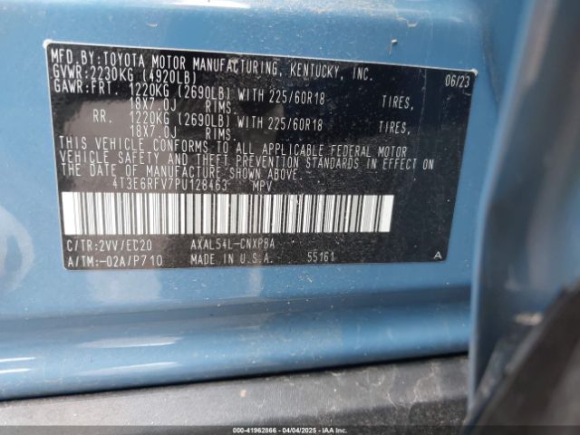 4T3E6RFV7PU128463 Toyota Rav4 Hybrid Xse