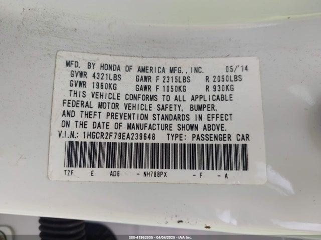 1HGCR2F79EA239648 Honda ACCORD EX