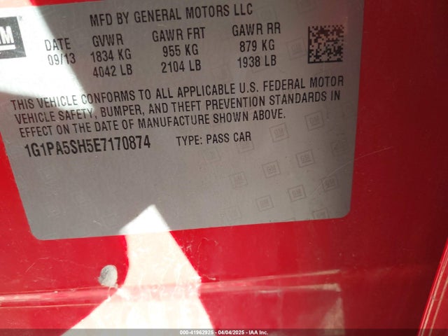 1G1PA5SH5E7170874 Chevrolet Cruze Ls Auto