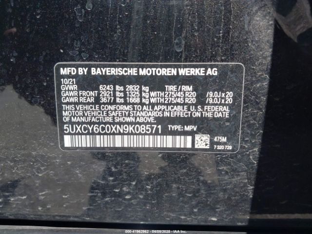 5UXCY6C0XN9K08571 BMW X6 Xdrive40i