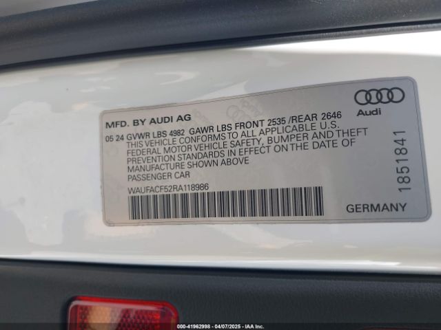 WAUFACF52RA118986 Audi A5 Sportback Premium Plus 45 Tfsi Quattro S Tronic