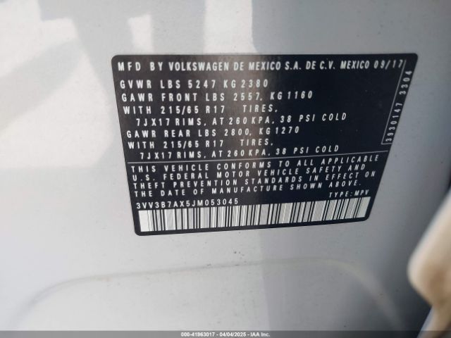 3VV3B7AX5JM053045 Volkswagen Tiguan 2.0t Se/2.0t Sel