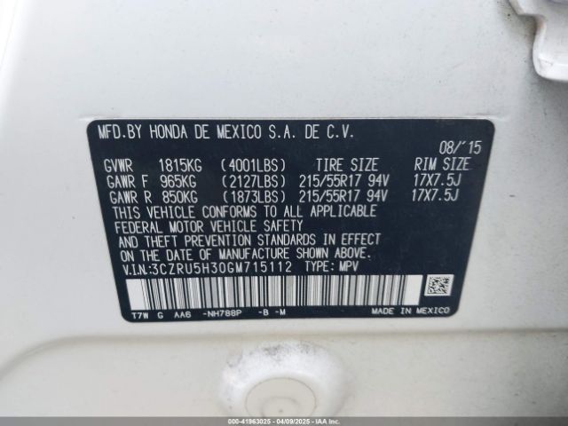 3CZRU5H30GM715112 Honda HR-V LX