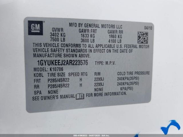 2010 CADILLAC ESCALADE HYBRID 1GYUKEEJ2AR223576 Photo 8