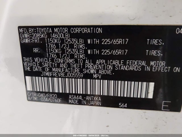 Toyota RAV4 LE 2014 JTMBFREV8EJ005559 Image 9