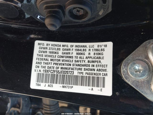 19XFC2F55JE020723 Honda Civic Lx