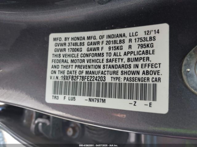 19XFB2F78FE224203 Honda CIVIC SE