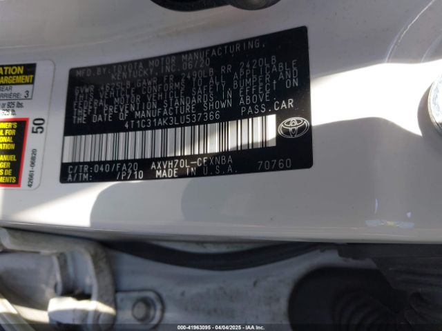 4T1C31AK3LU537366 Toyota Camry Le Hybrid