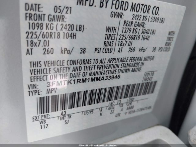 3FMTK1RM1MMA33946 Ford Mustang Mach-e Select