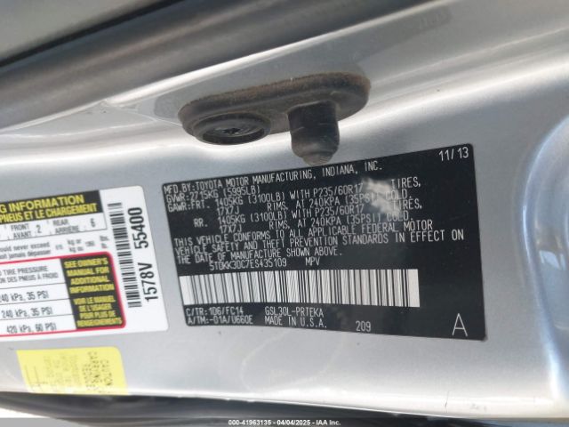 5TDKK3DC7ES435109 Toyota Sienna Le V6 8 Passenger